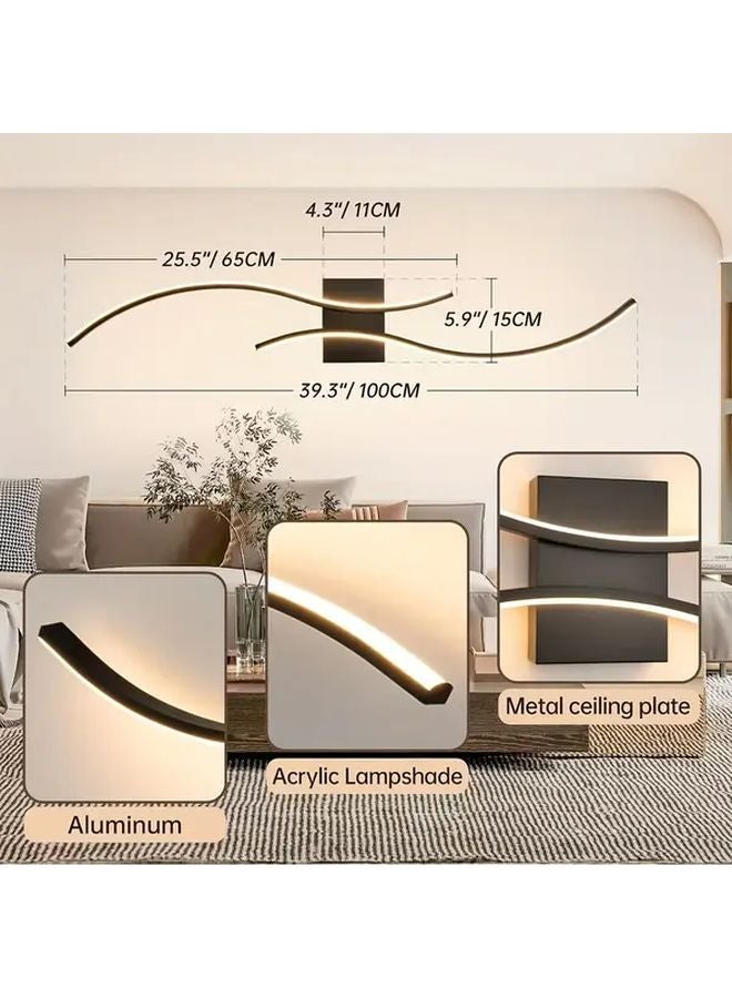 جدار LED حديث على شكل موجة بثلاثة ألوان قابلة للتعتيم لغرفة المعيشة والمطعم والمكتب وغرفة النوم - Image 2